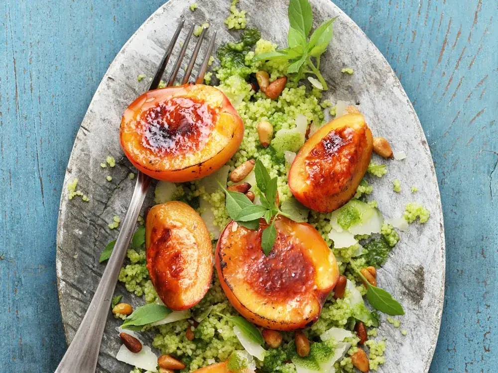 Recipe: Caramelized apricots on pesto couscous