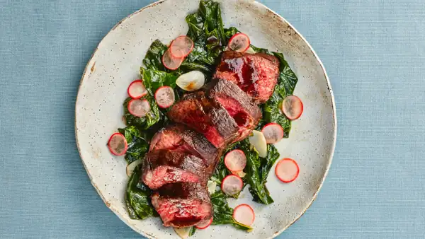 Steak With Dashi Greens for One