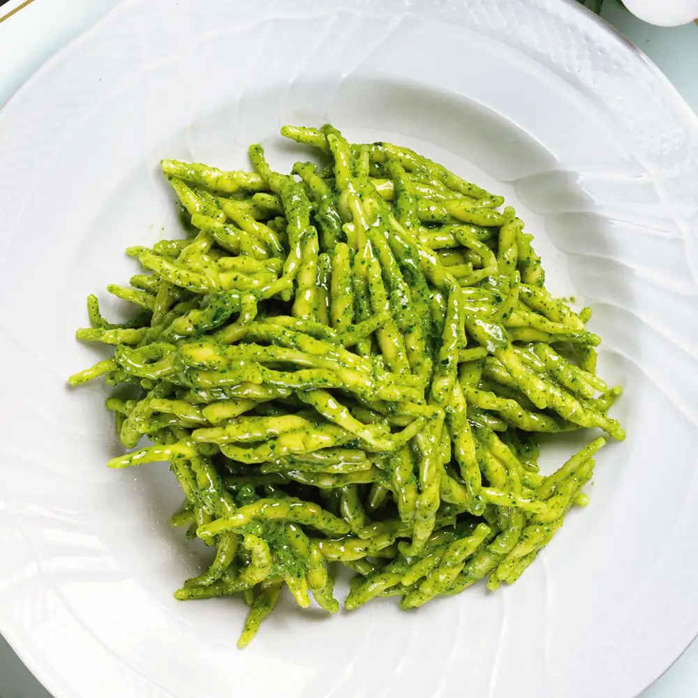 Trofie with celery and lemon pesto