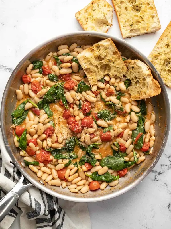 Saucy White Beans with Spinach