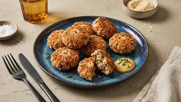 Crispy bacon meatballs with breading for a juicy treat