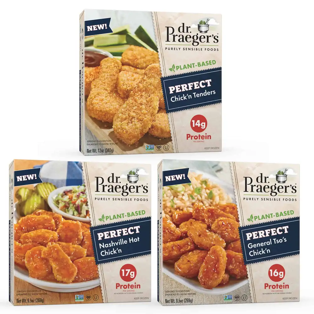 Dr. Praeger's amplía su línea 'Perfect' con 3 nuevos productos de pollo vegetal