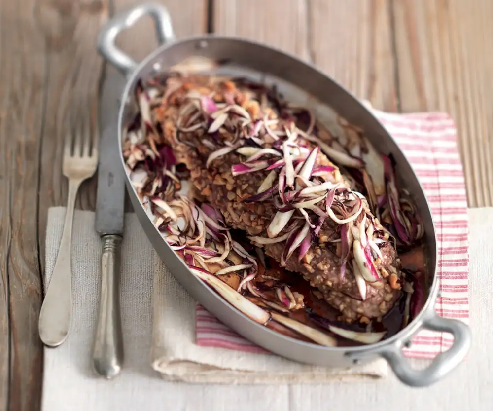 Walnut-Crusted Pork Tenderloin with Caramelized Radicchio
