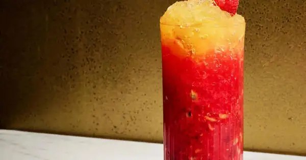 Frosty raspberry passion fruit cocktail or rapaska