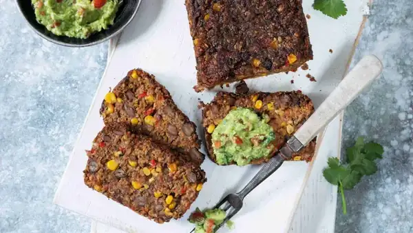 Black bean meatballs with avocado spread