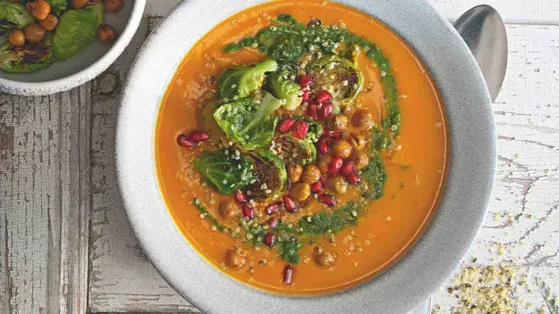 Pumpkin soup with a bowl