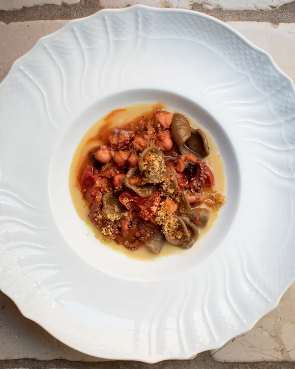 Orecchiette with Octopus Ragù and Chickpea Purée