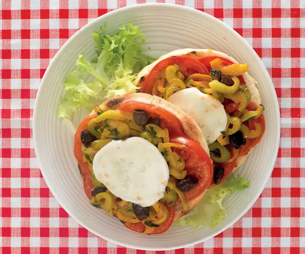 Mini Pizzas with Peppers and Olives
