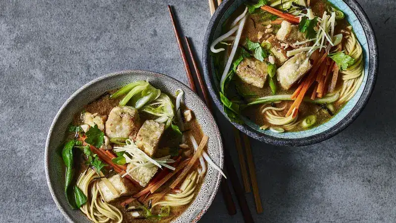Vegan ramen with mushrooms