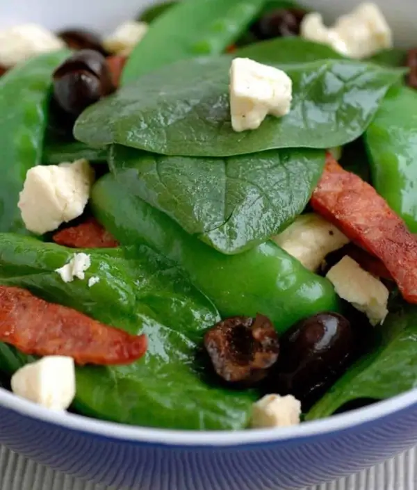 Spinach Salad with Chorizo & Feta