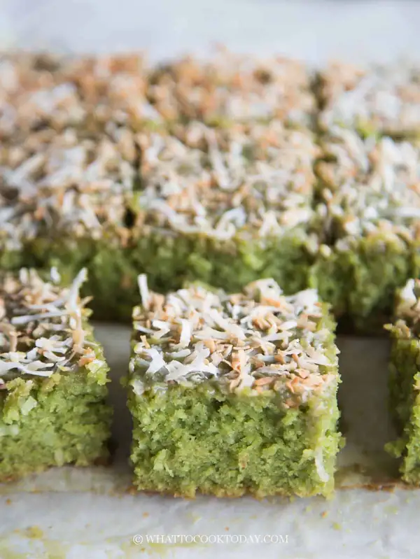 Pandan Coconut Snacking Cake with Pandan Brown Sugar Glaze