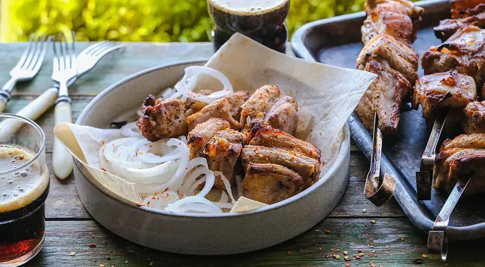 Pork belly shashlik