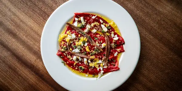 Grilled Romero Pepper Salad With Chopped Egg And Anchovy Recipe
