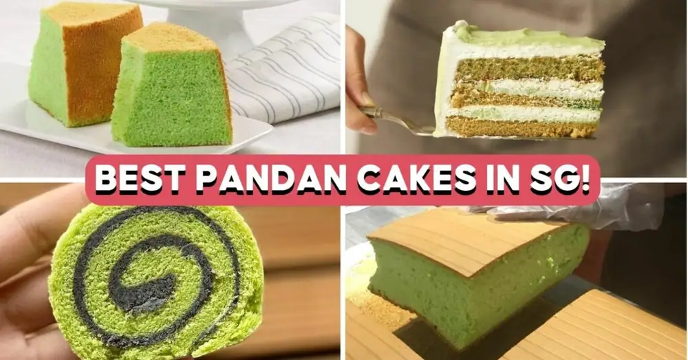 Los 10 mejores pasteles de pandan en Singapur, incluyendo el rollo suizo de kaya y el pastel chiffon.