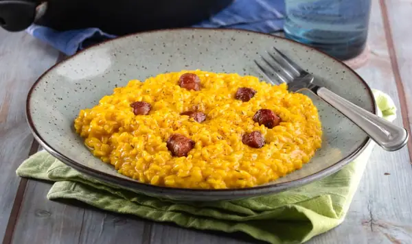 Risotto alla Milanese: Risotto w/ Saffron & Sausage