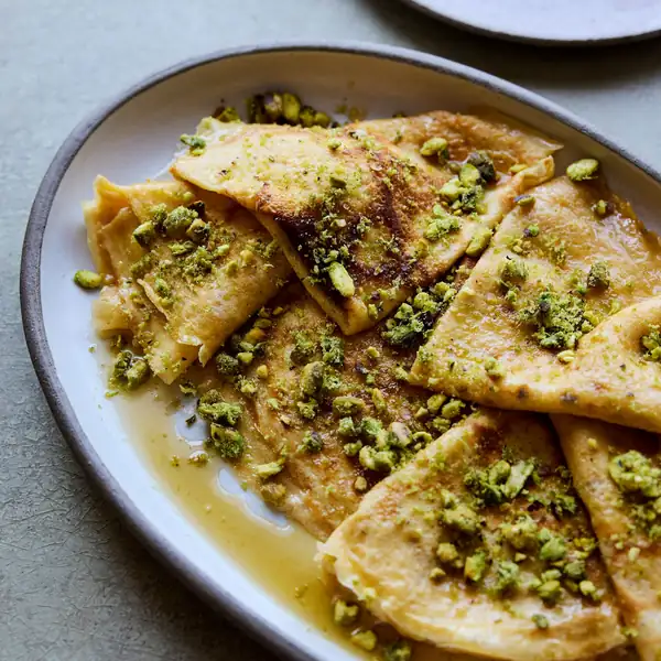 Cardamom Pancakes With Honey Lime Syrup