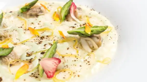 Smoked lemon risotto with sea truffles, a recipe from chef Stile of Enoteca la Torre at Villa Laetitia