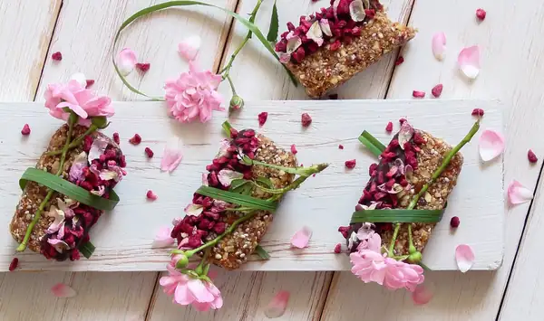 Chocolate-Dipped Raspberry Rose Oat Bars