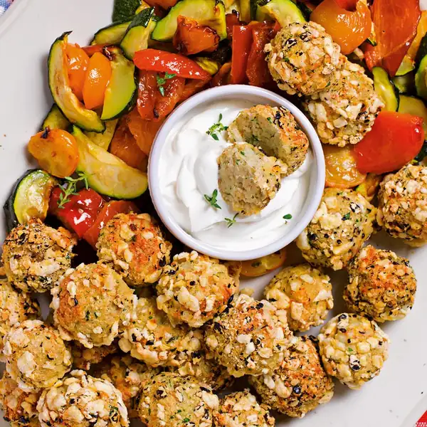 Air-Fryed Cod and Vegetable Meatballs