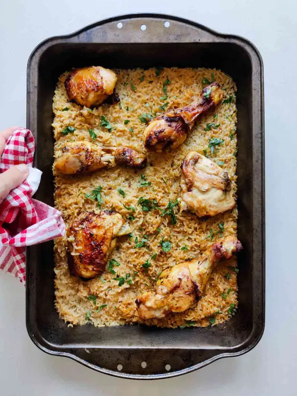 Baked Chicken Over Rice [1 Pan]