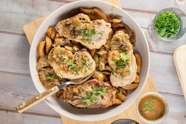 Pan-Fried Pork Chops with Mushroom Sauce