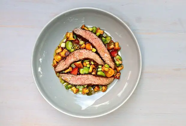 Preparing flank steak: Steak recipe with salsa