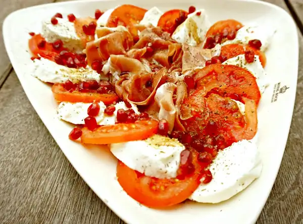 A Caprese Salad with Parma Ham