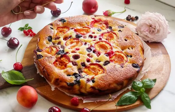 Pastel de frutas de verano fácil con yogur