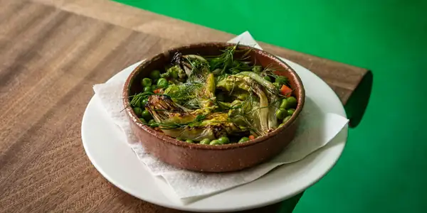 Braised Gem Lettuce With Peas And Dill Recipe