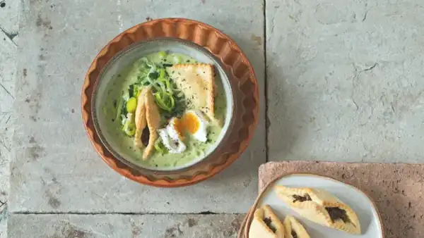 Leek soup & baked meatballs