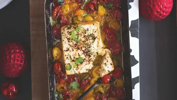 Baked feta with tomatoes