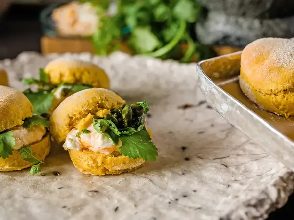 Pumpkin scones with apricot and pistachio pesto