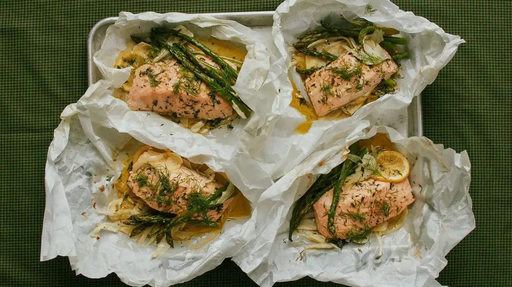 Salmon and Spring Veg in Parchment