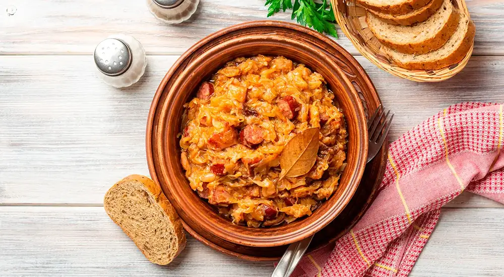 Bigus with sauerkraut and sausage, a step-by-step recipe with photos from the author VechnaYa for 661 kcal