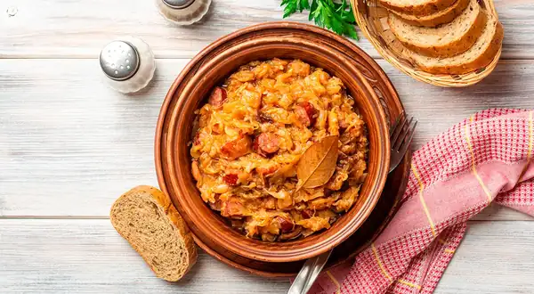Bigus with sauerkraut and sausage, a step-by-step recipe with photos from the author VechnaYa for 661 kcal