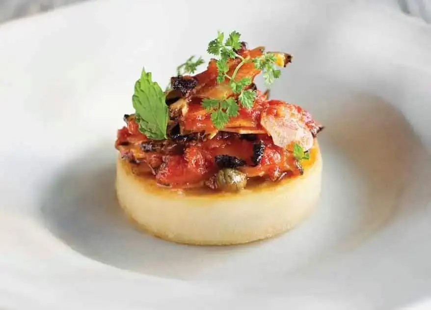 Tomato-Braised Abalone With Farinata