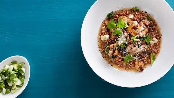 Spelt risotto with mushrooms