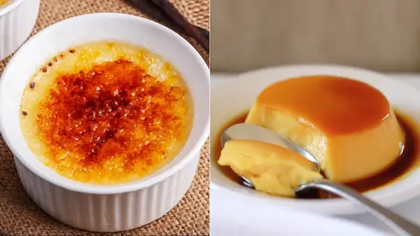 What makes flan different from crème brûlée