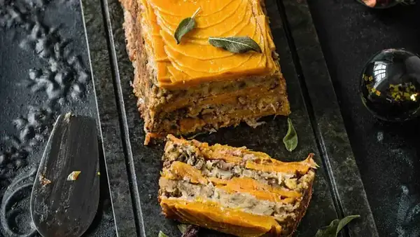 Baked terrine with chestnuts, sweet potatoes and pumpkin