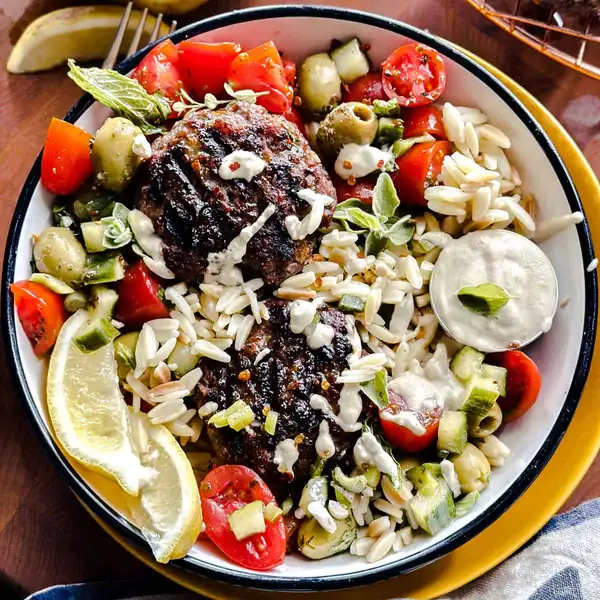 Grilled Lamb Burger In A Bowl