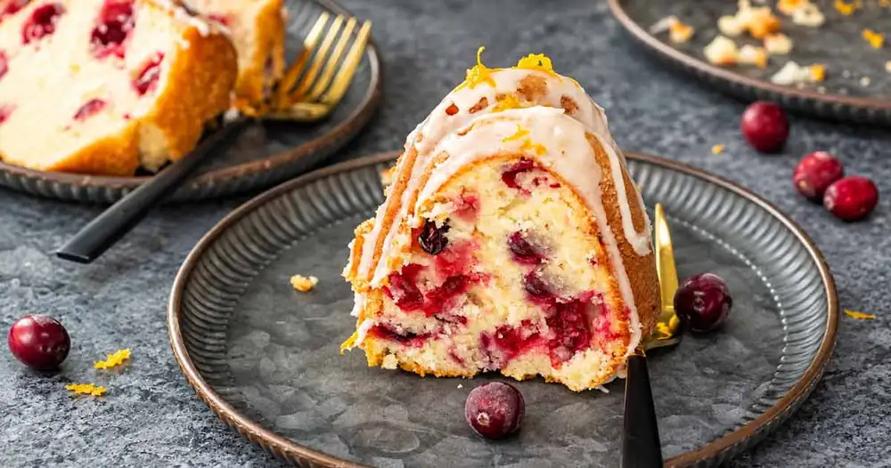 Cranberry orange coffee cake with glaze