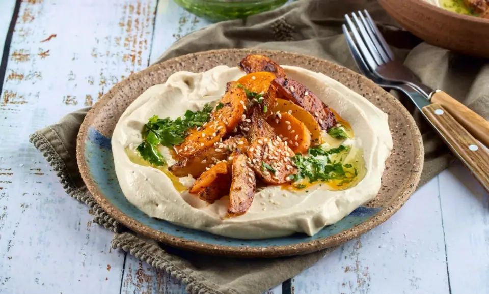 Roasted Potatoes with Tahini Yogurt Sauce