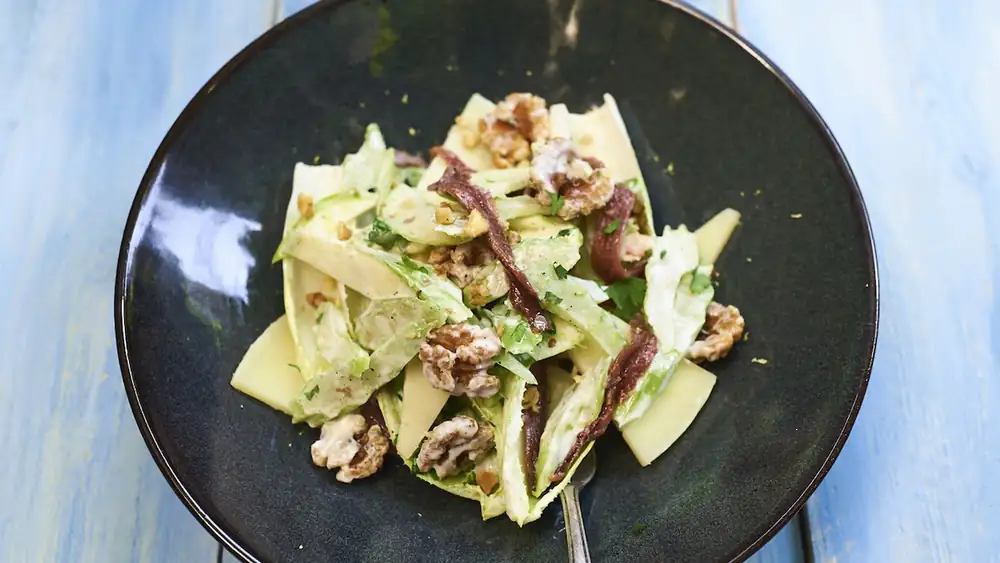 Simple endive salad with anchovies from Fish Tales (Waldorf salad with a twist)