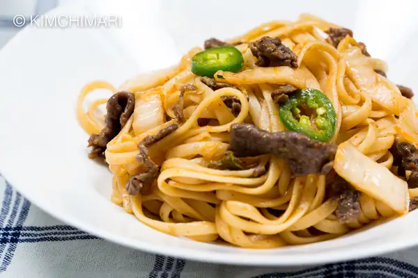 Bulgogi Kimchi Pasta (Spaghetti or Linguine)