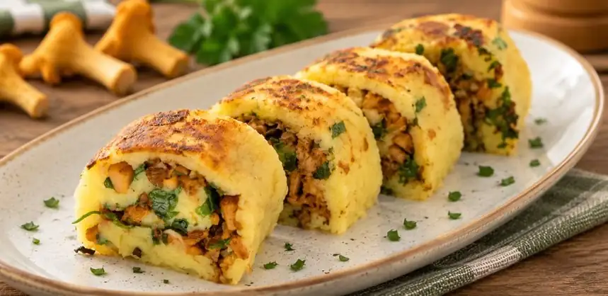 Rollo de papa y champiñón