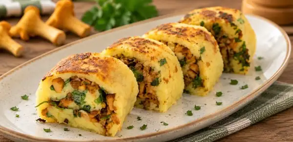 Rollo de papa y champiñón
