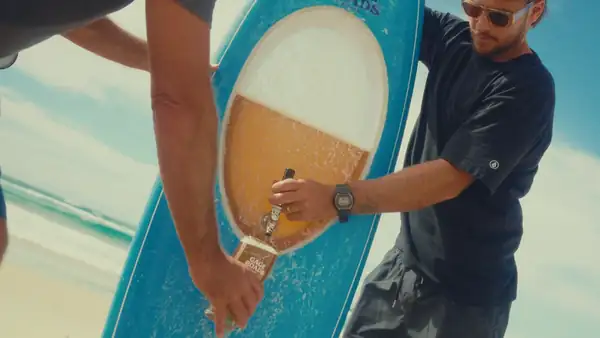 This surfboard has a built-in beer tap with ten liters of beer (and it really works)