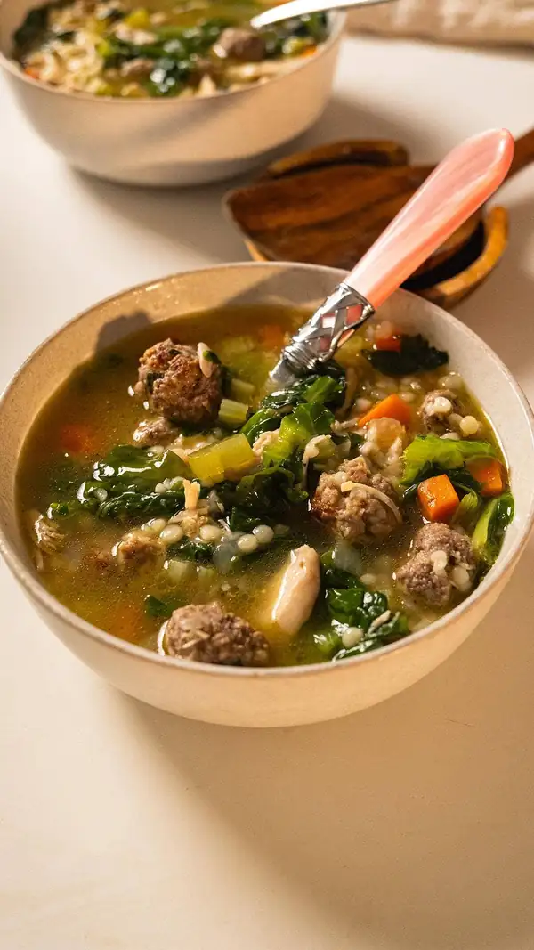 Easy Italian Wedding Soup With Homemade Meatballs