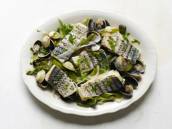 Basque-Style Fish With Green Peppers and Manila Clams