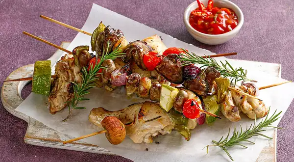 Chicken and vegetable kebabs